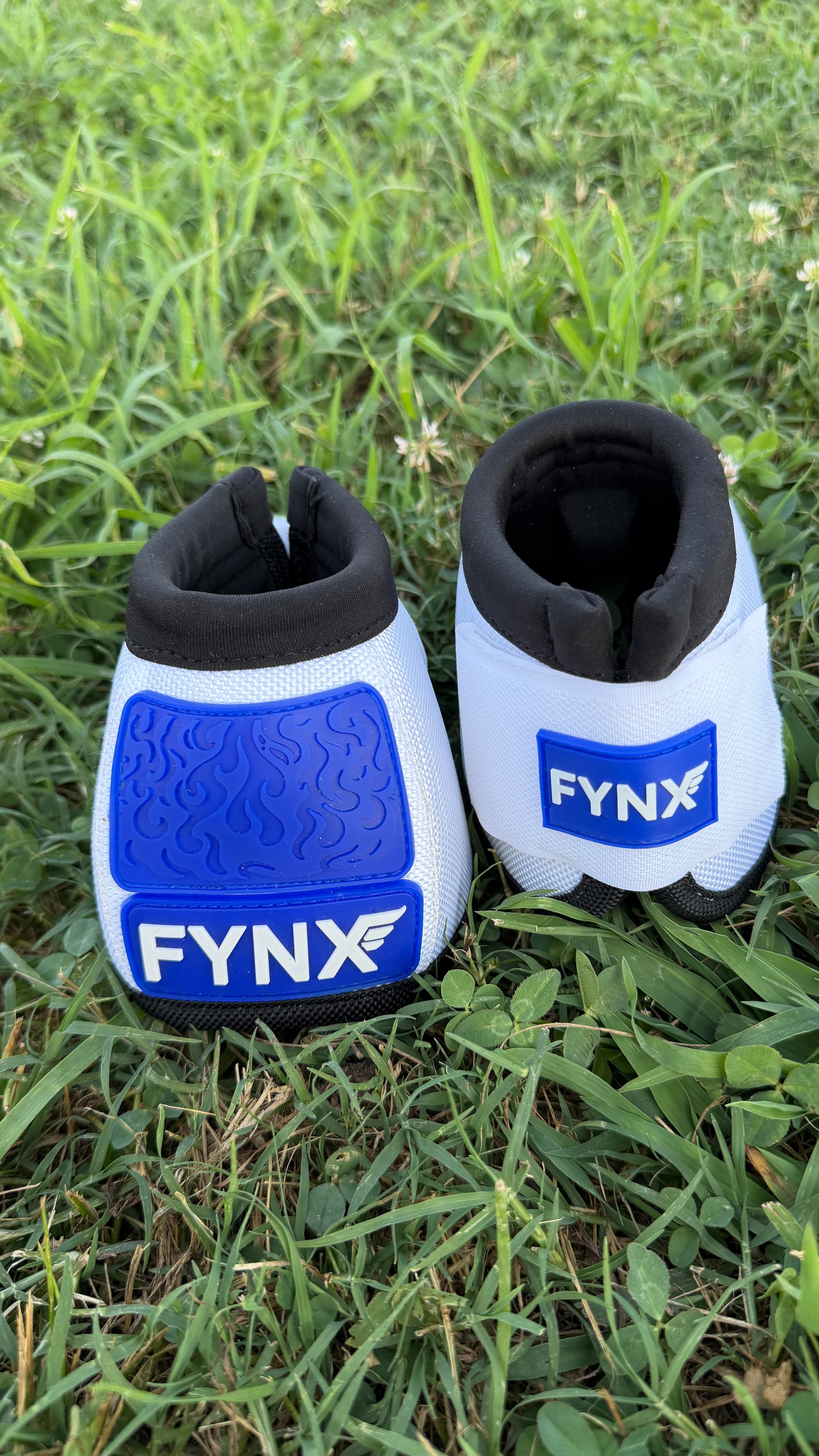 FYNX™ Bell Boots - White with Royal Blue (black trim)