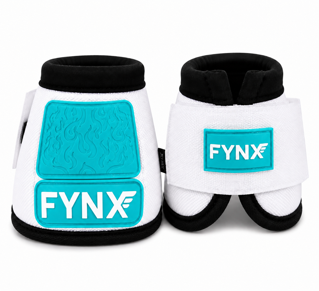 FYNX™ Bell Boots - White with Turquoise (black trim)