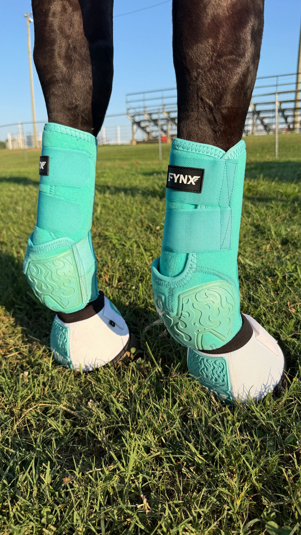FYNX™ Bell Boots - White with Turquoise (black trim)