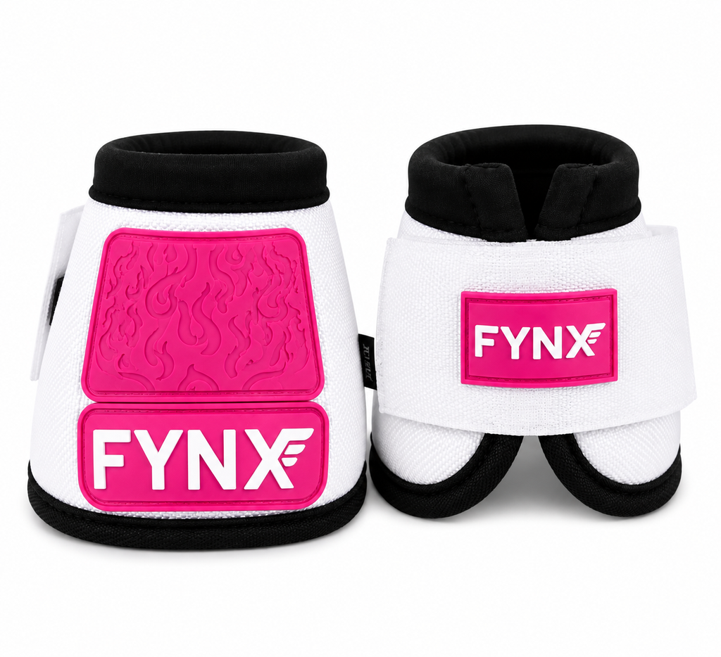 FYNX™ Bell Boots - White with Hot Pink (black trim)