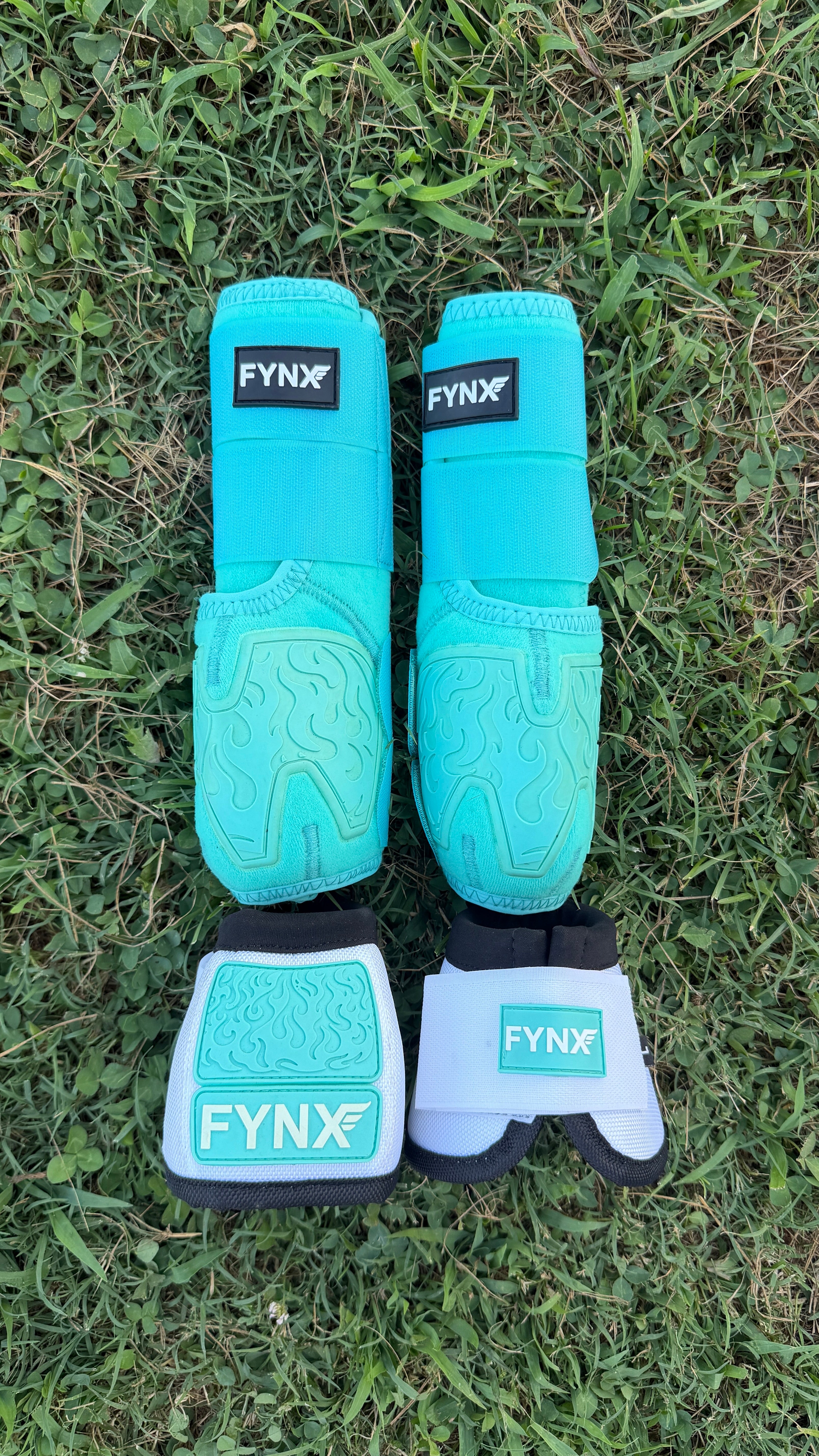 FYNX™ Bell Boots - White with Turquoise (black trim)