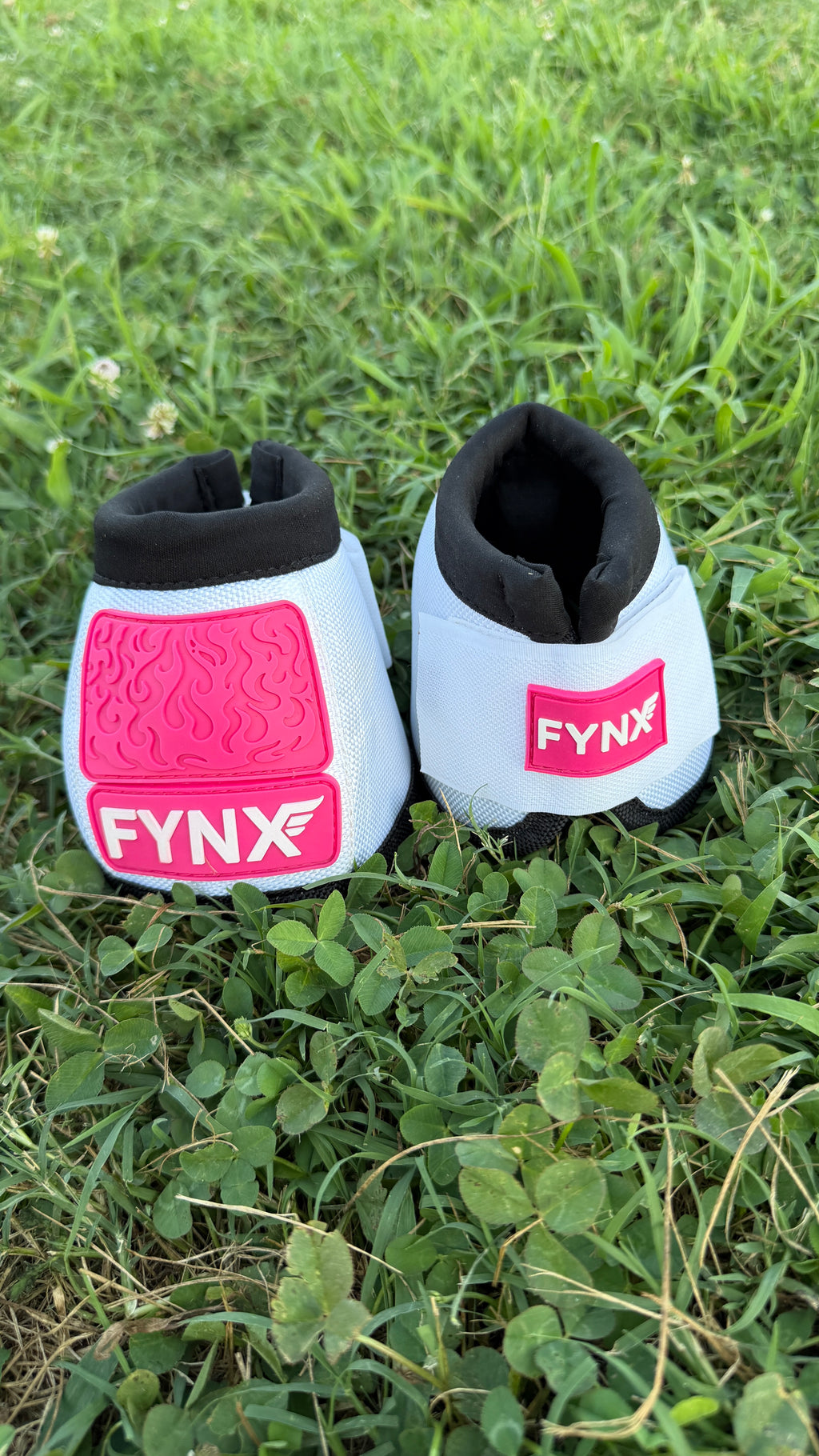 FYNX™ Bell Boots - White with Hot Pink (black trim)