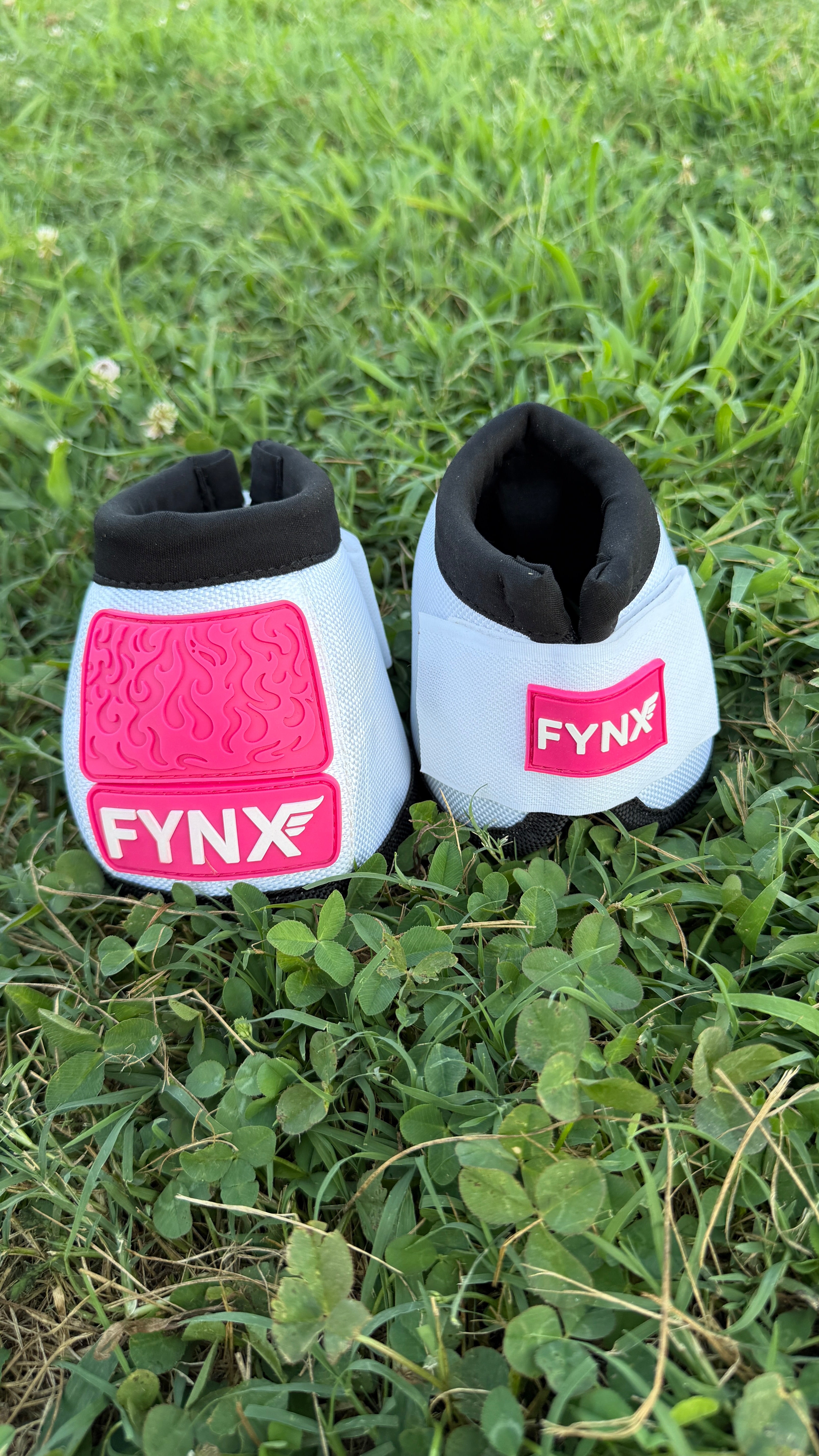 FYNX™ Bell Boots - White with Hot Pink (black trim)