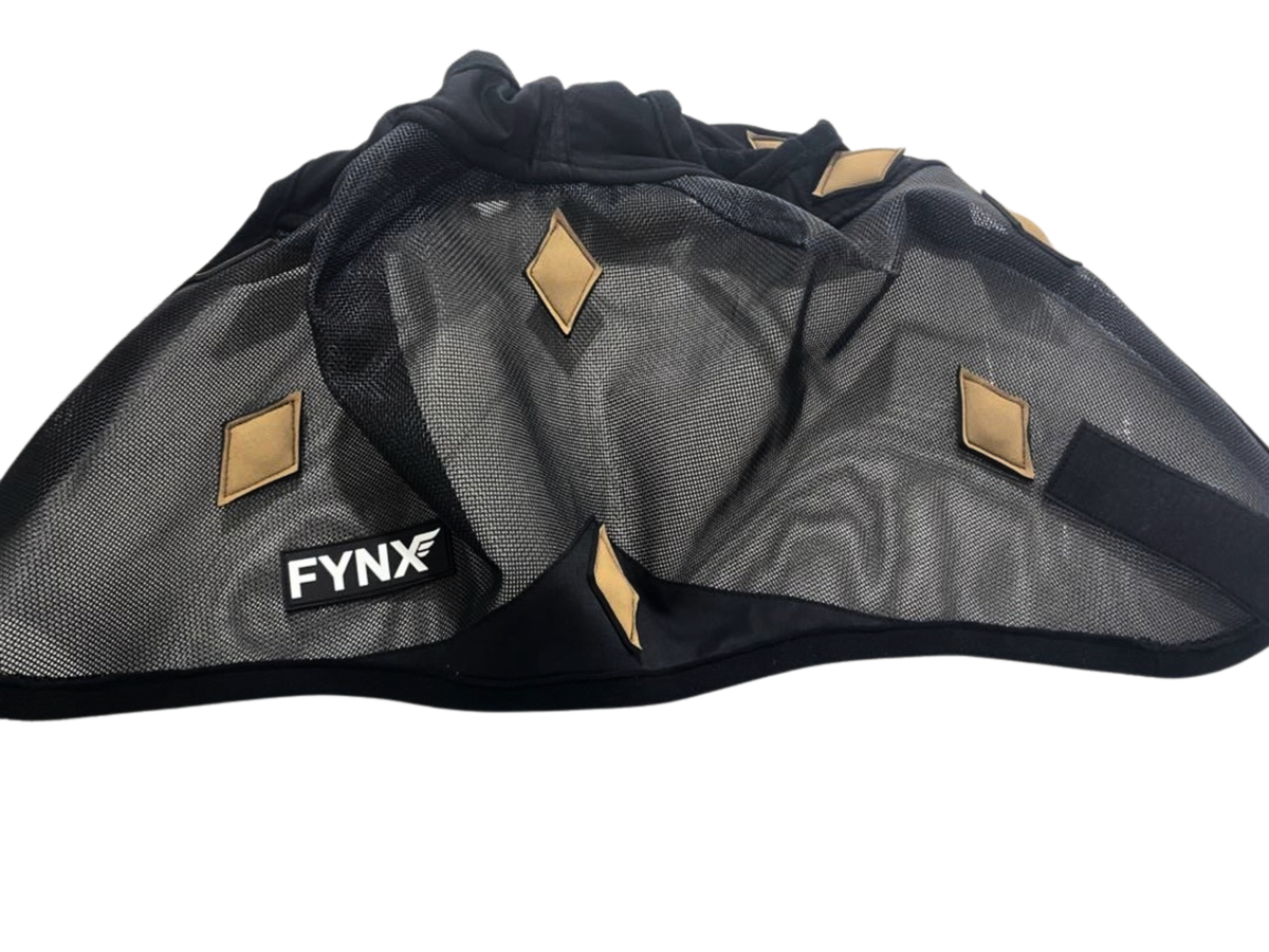 Fynx Flow Luxury Fly Mask — Magnetic & Ceramic Therapy (Black & Gold)